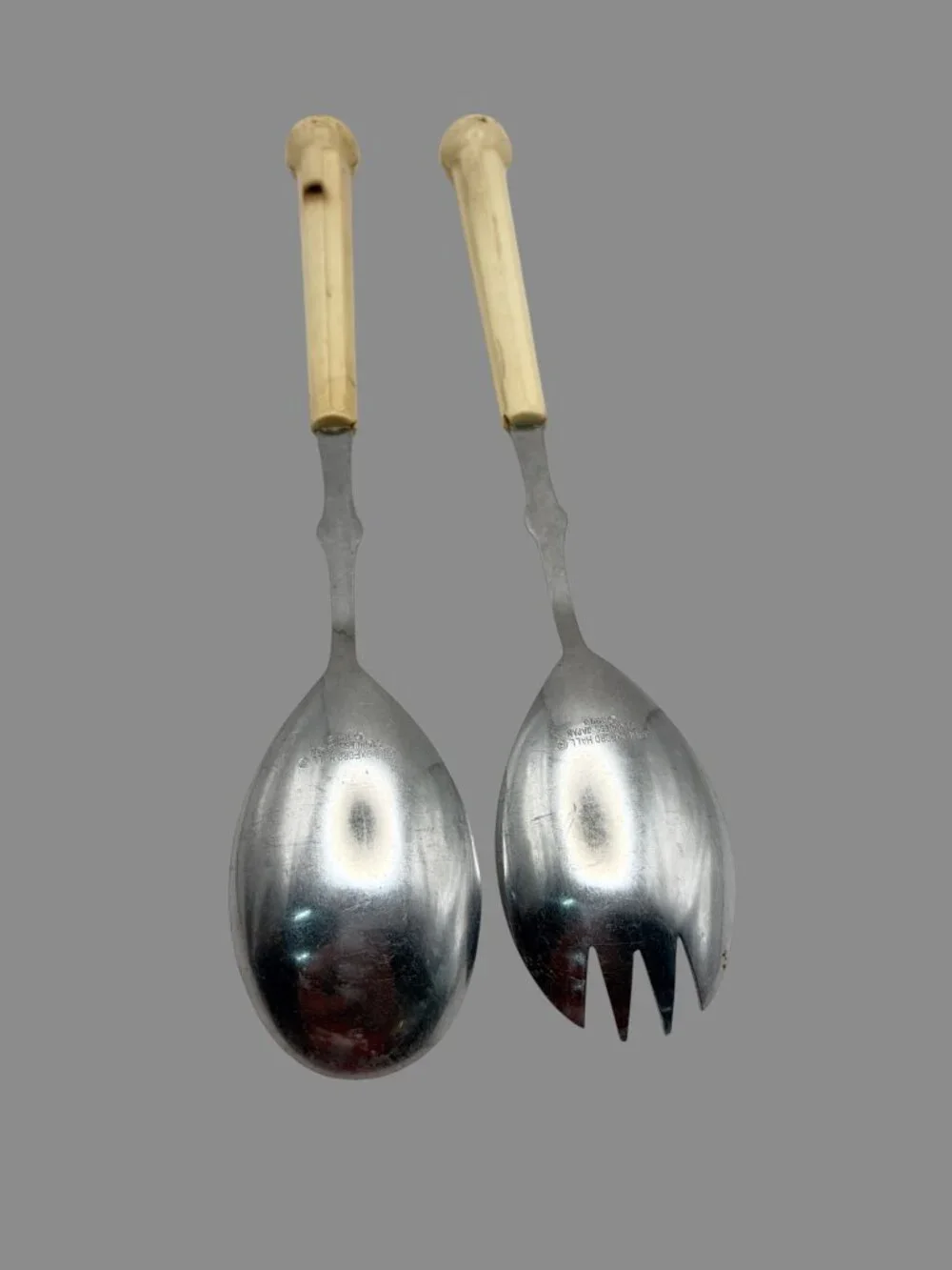 Vintage Oxford Hall 1973 Stainless Japan Salad Serving Spoon Fork Set 12